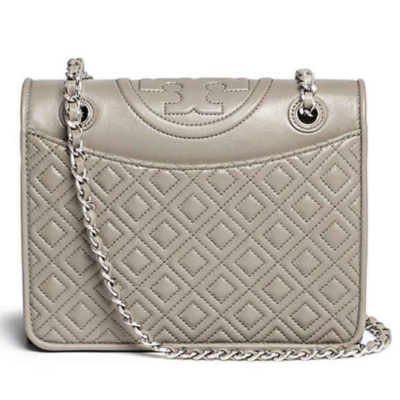 Tory Burch Handbags - NWT Tory Burch Fleming Medium Bag French Gray Quilted Leather MSRP $475